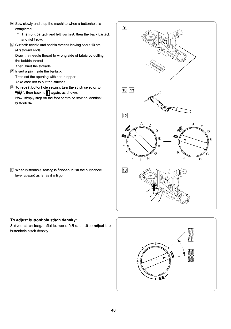 To adjust buttonhole stitch density | Sears 385.4052LX200 User Manual | Page 54 / 79