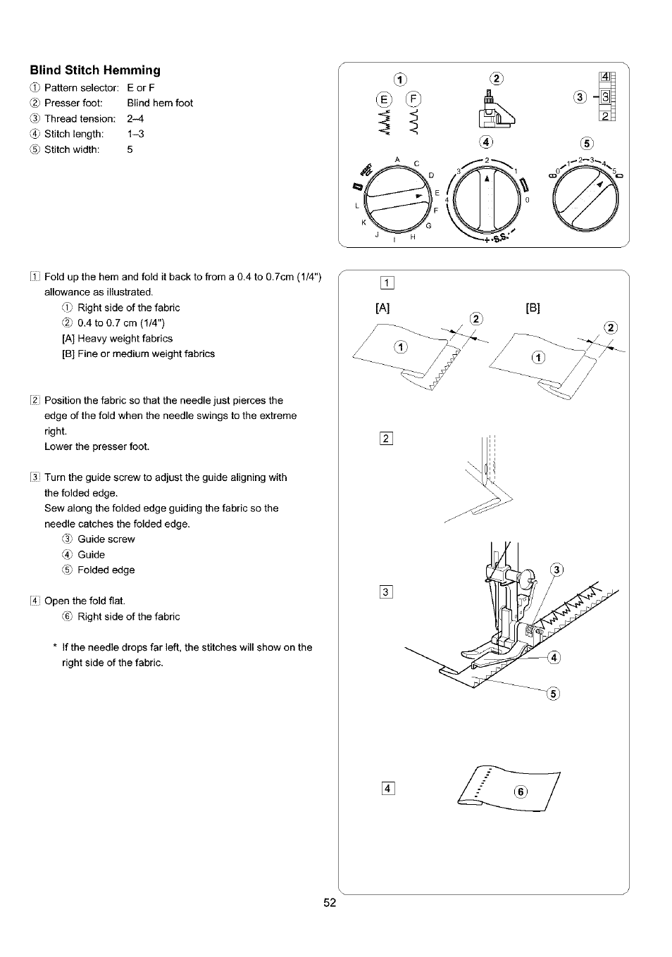 Blind stitch hemming | Sears 385.4052LX200 User Manual | Page 60 / 79