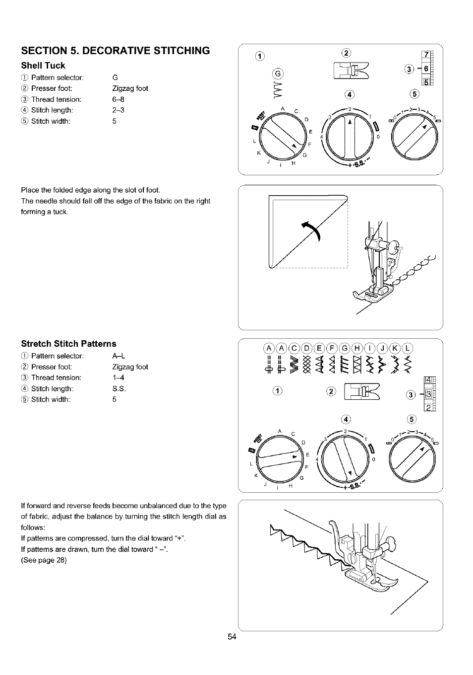 Section 5. decorative stitching, Shell tuck | Sears 385.4052LX200 User Manual | Page 62 / 79