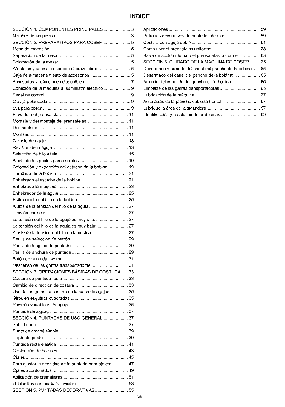 Indice | Sears 385.4052LX200 User Manual | Page 8 / 79