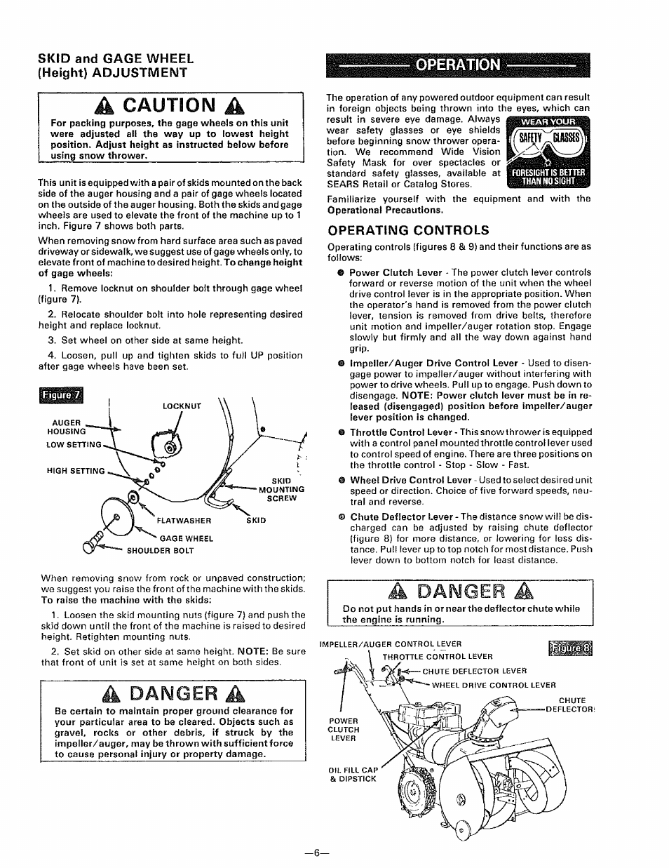 A caution a, Danger, Operation | Sears 536.9183 User Manual | Page 6 / 28