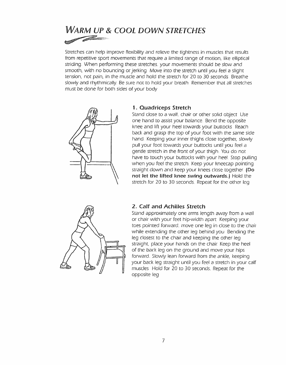 Arm up & cool down stretches | Sears Eclipse 1000HR User Manual | Page 8 / 26