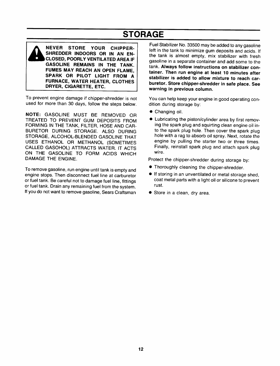 Storage | Sears 770-7387F 247.78089 User Manual | Page 12 / 24