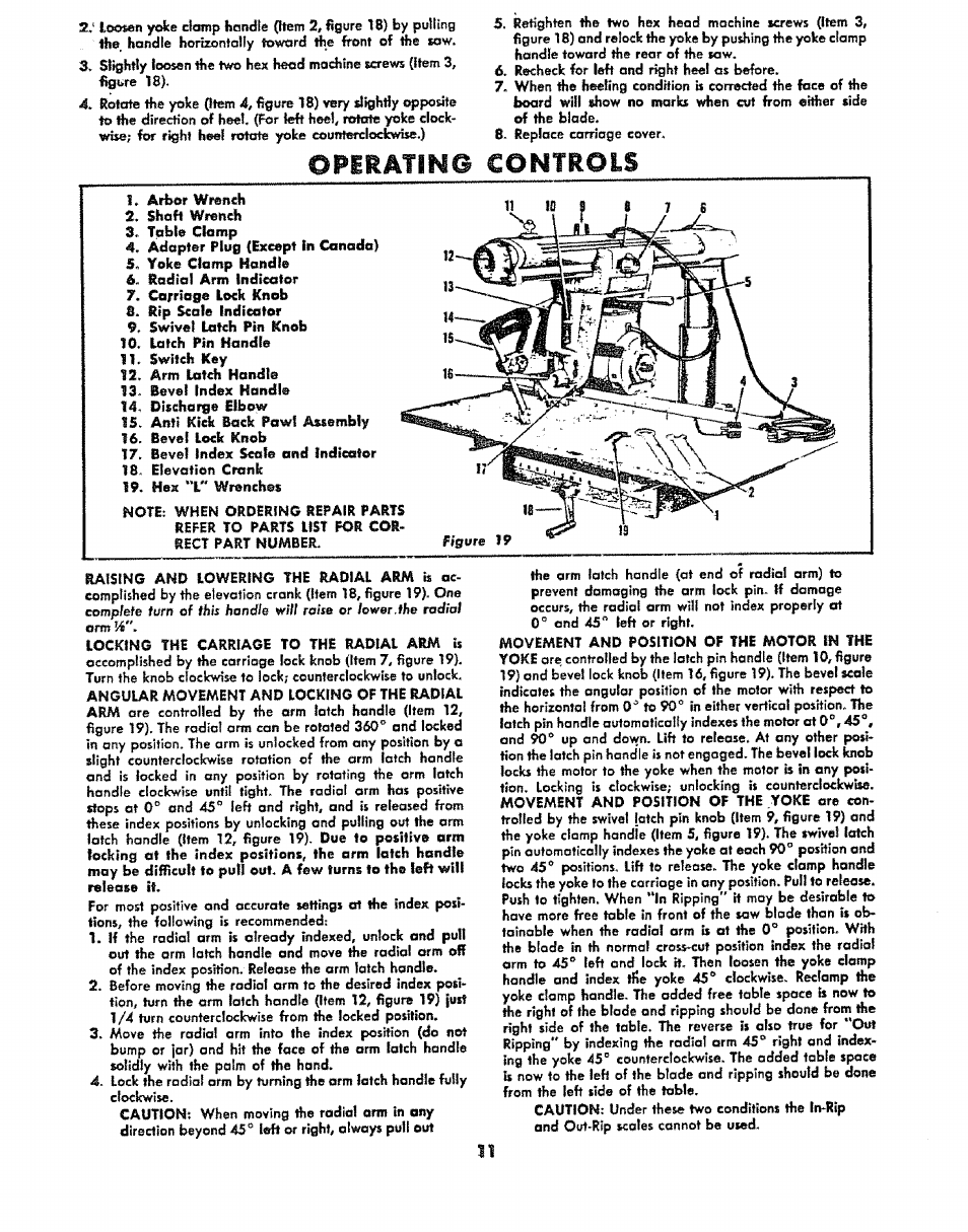 Operating controls | Sears 113.29003 User Manual | Page 11 / 16