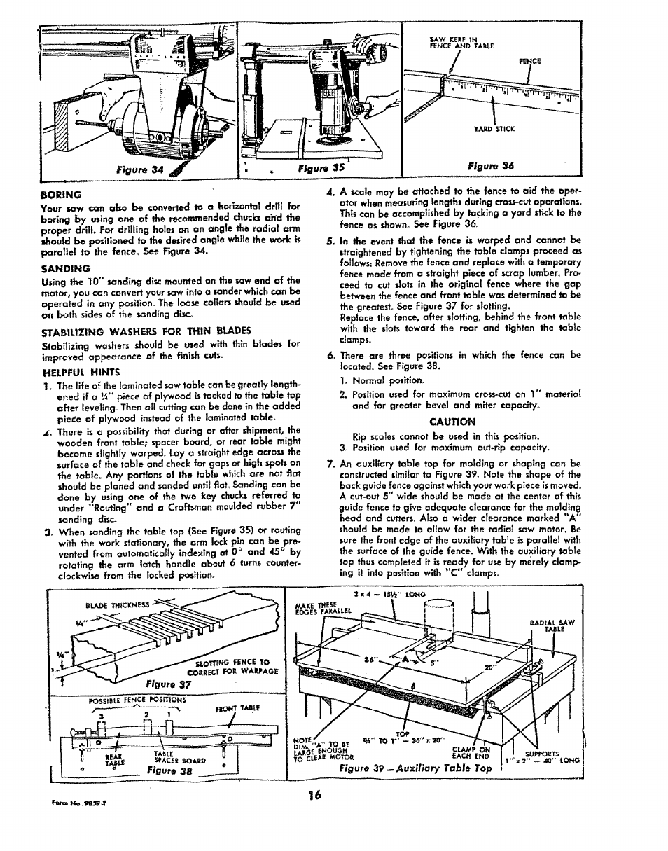 Boring, Sanding, Helpful hints | Sears 113.29003 User Manual | Page 16 / 16