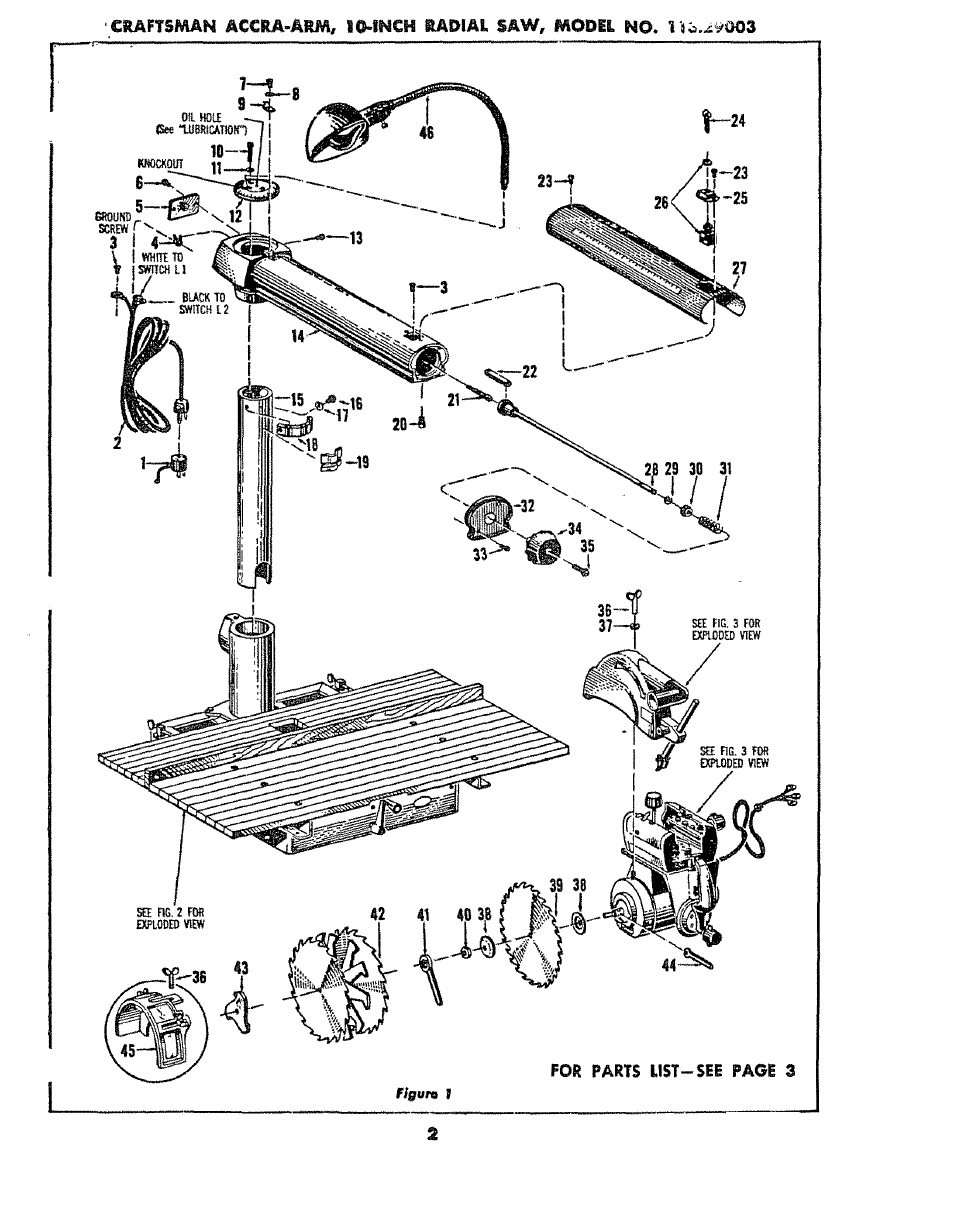 Cïiâftsmân, 1©.|nch hädiäl. saw, model no | Sears 113.29003 User Manual | Page 2 / 16