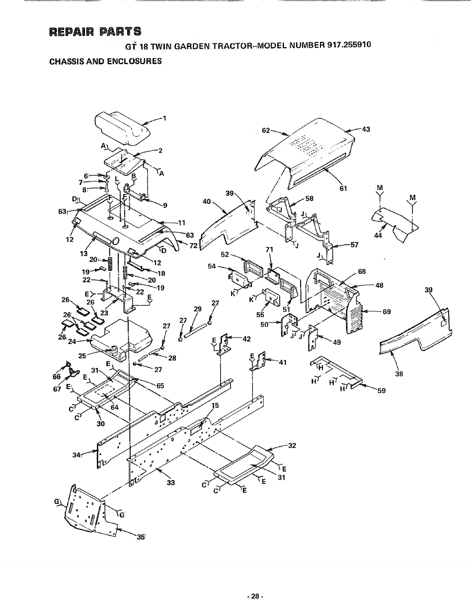 Repair parts | Sears 917.25591 User Manual | Page 28 / 48