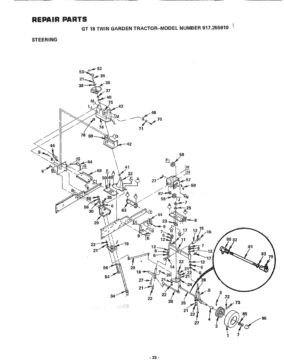 Repair parts | Sears 917.25591 User Manual | Page 32 / 48