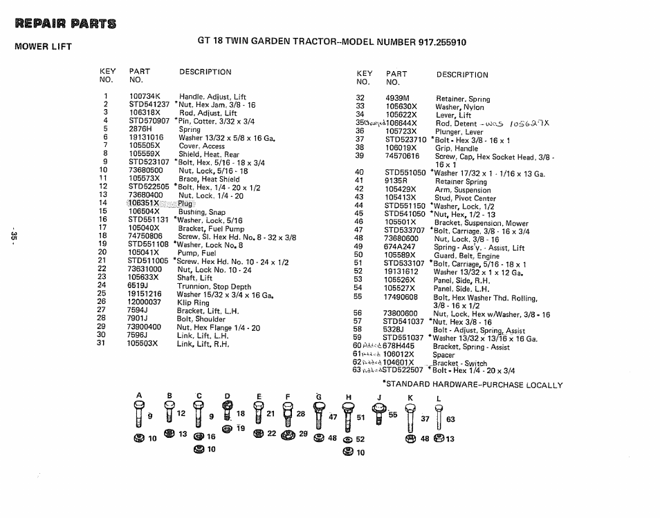 Iviower lift, Repair, Parts | Sears 917.25591 User Manual | Page 35 / 48