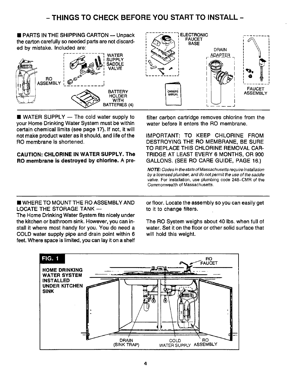 Things to check before you start to install | Sears WaterWorks RO 2000 User Manual | Page 4 / 20