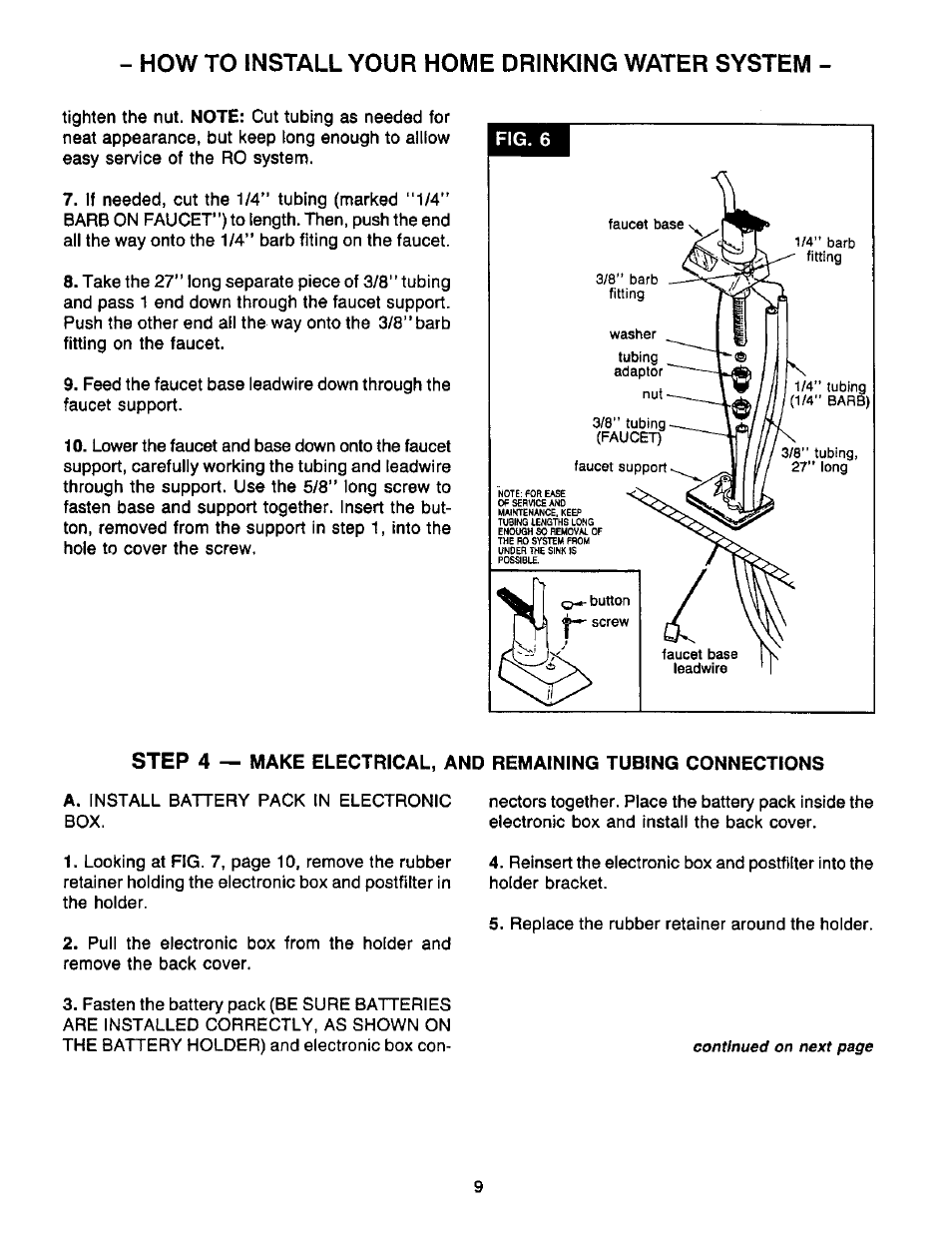 How to install your home drinking water system, Step | Sears WaterWorks RO 2000 User Manual | Page 9 / 20