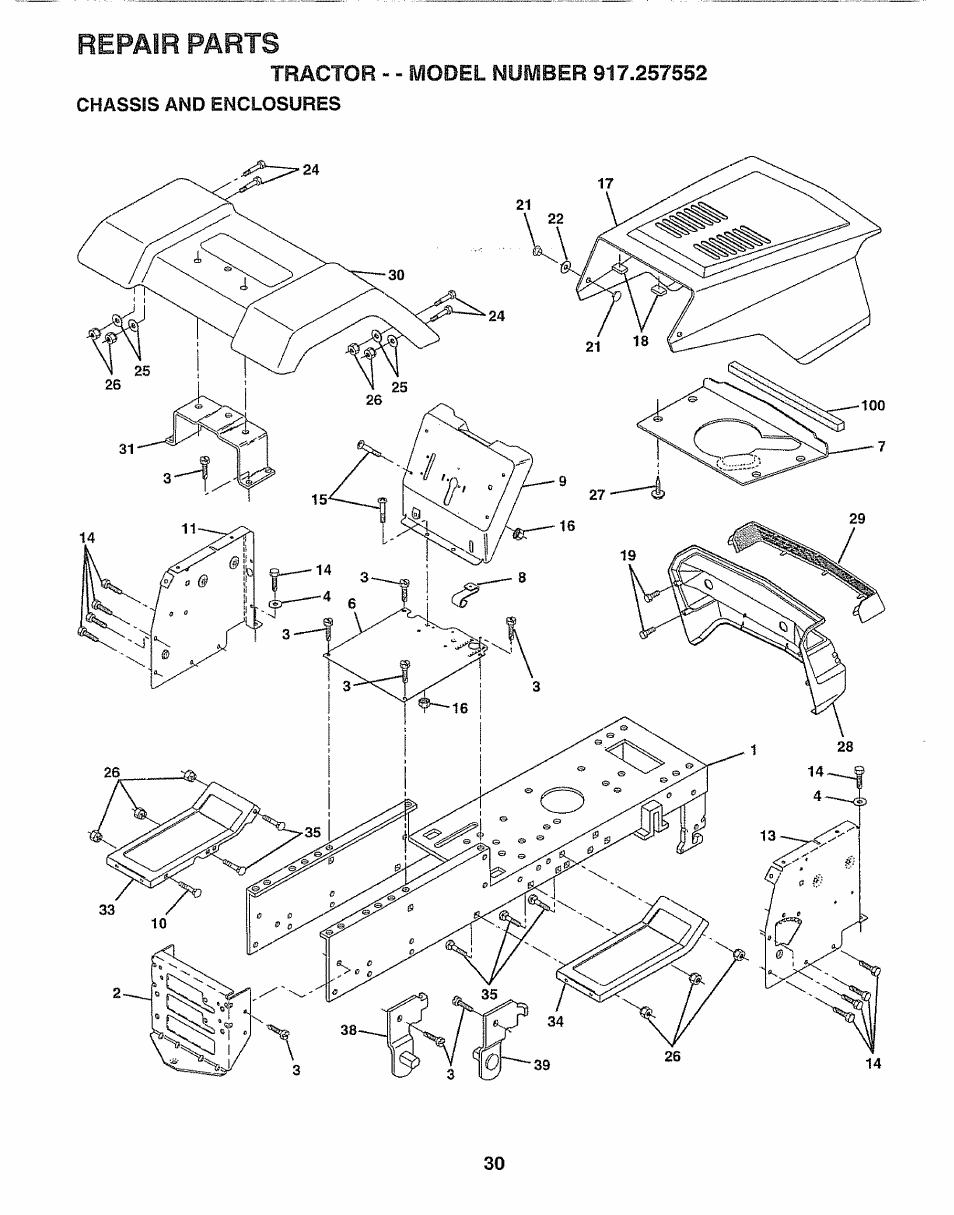 Repair, Parts | Sears 917.257552 User Manual | Page 30 / 56