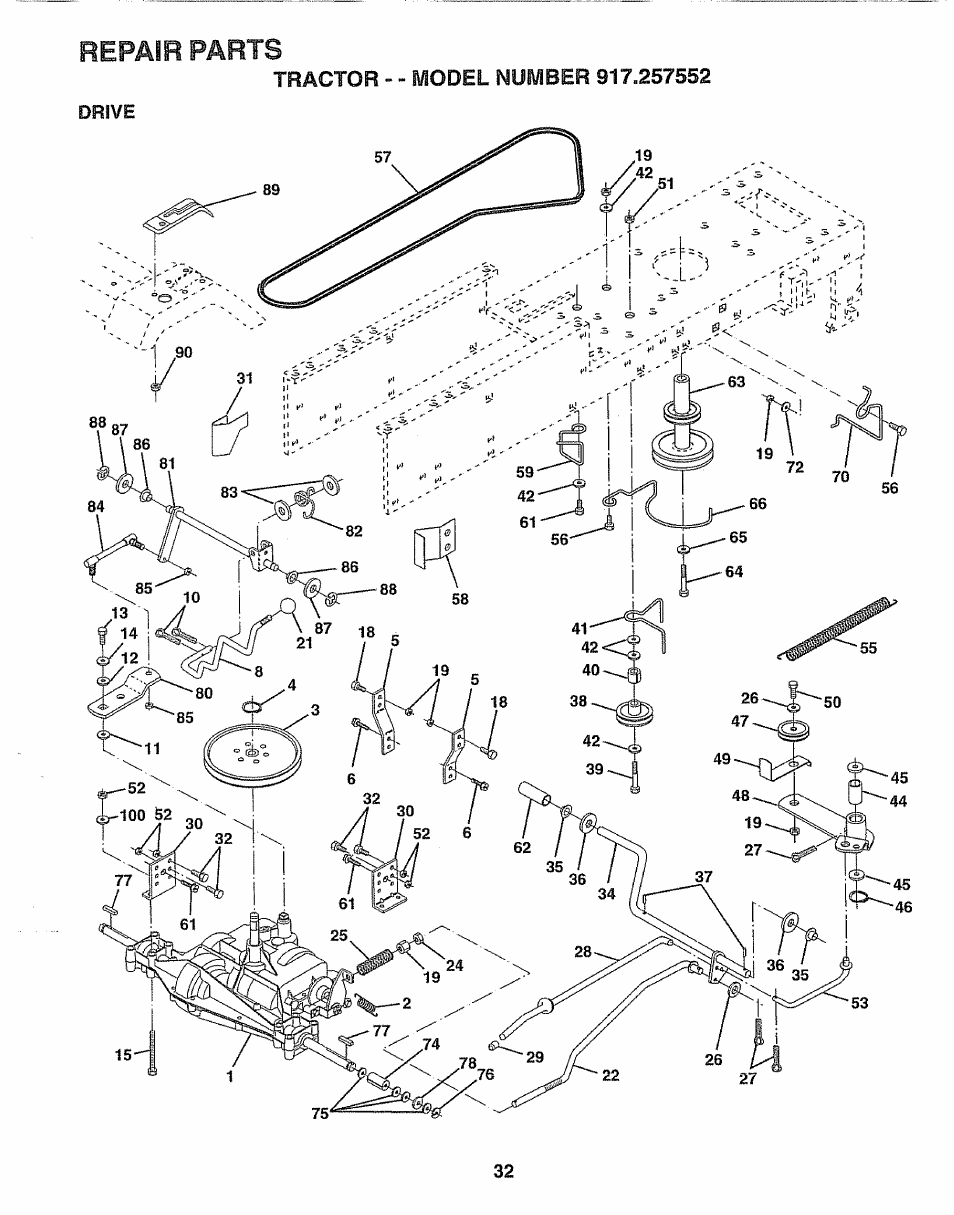 Repair parts, Drive | Sears 917.257552 User Manual | Page 32 / 56