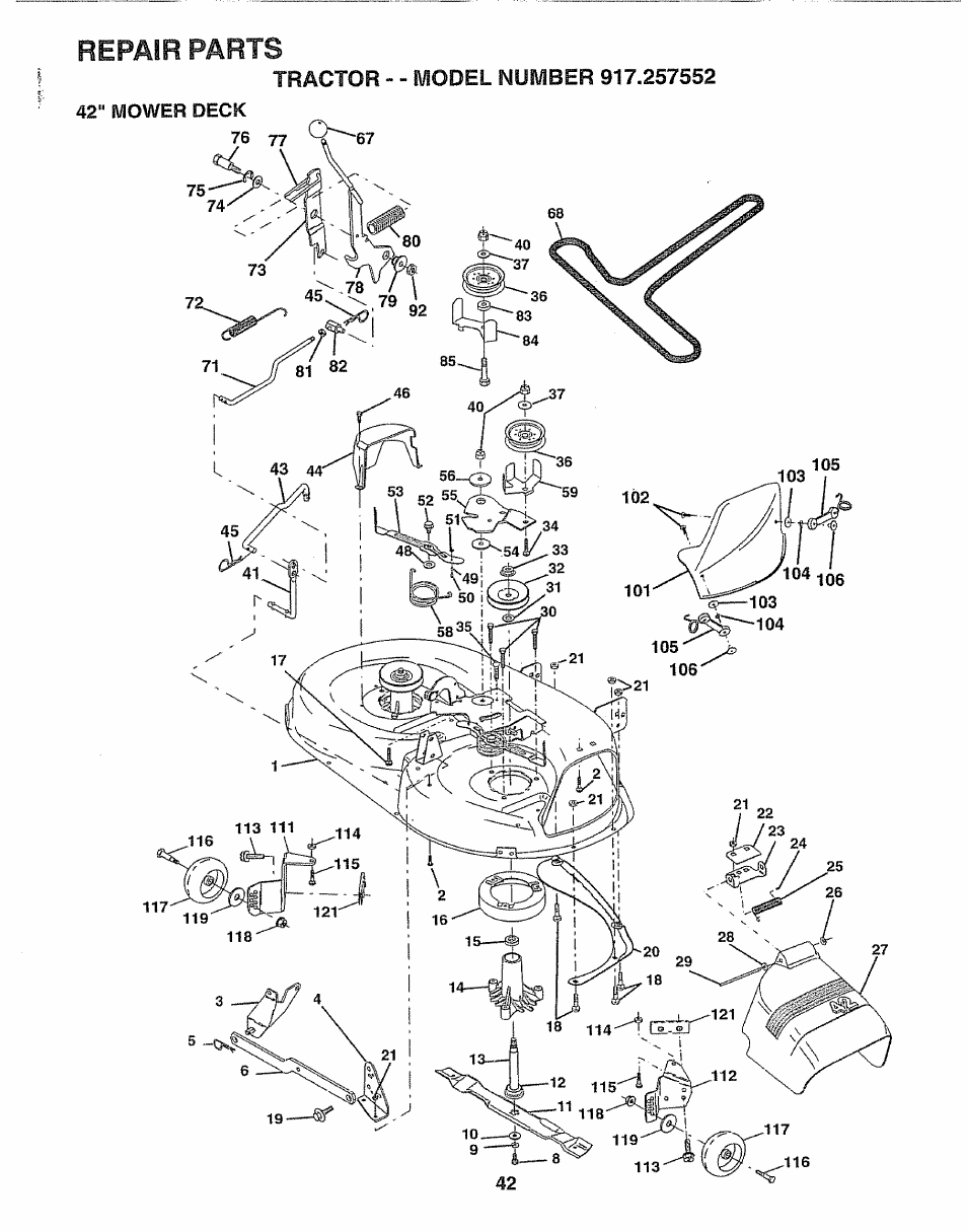 Repair parts | Sears 917.257552 User Manual | Page 42 / 56