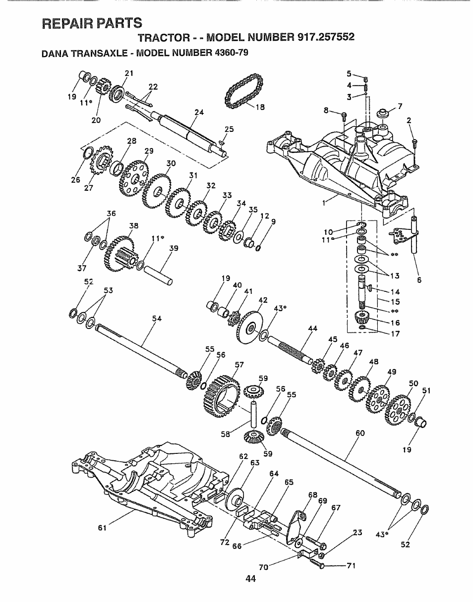 Repair parts | Sears 917.257552 User Manual | Page 44 / 56