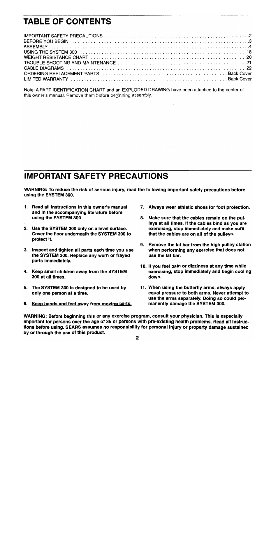 Sears 300 User Manual | Page 2 / 31