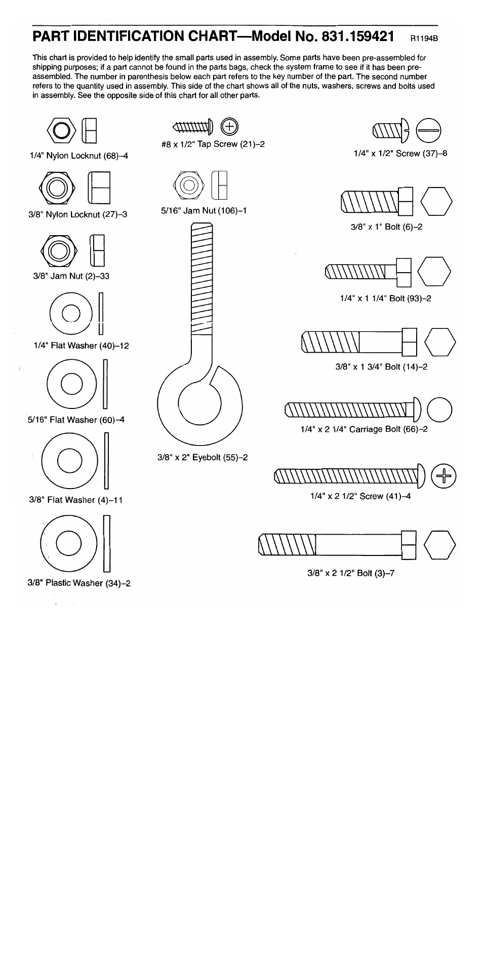 Part identification chart—model no. 831.159421, Mssà, M\\\\\\\\\\\\\\\\t[) o | Sears 300 User Manual | Page 26 / 31