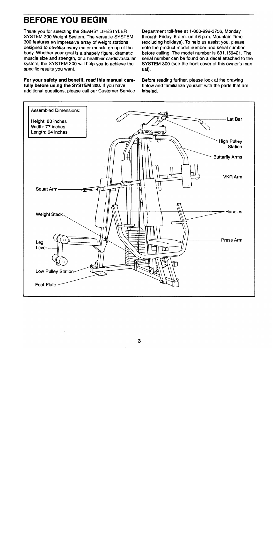 Before you begin | Sears 300 User Manual | Page 3 / 31