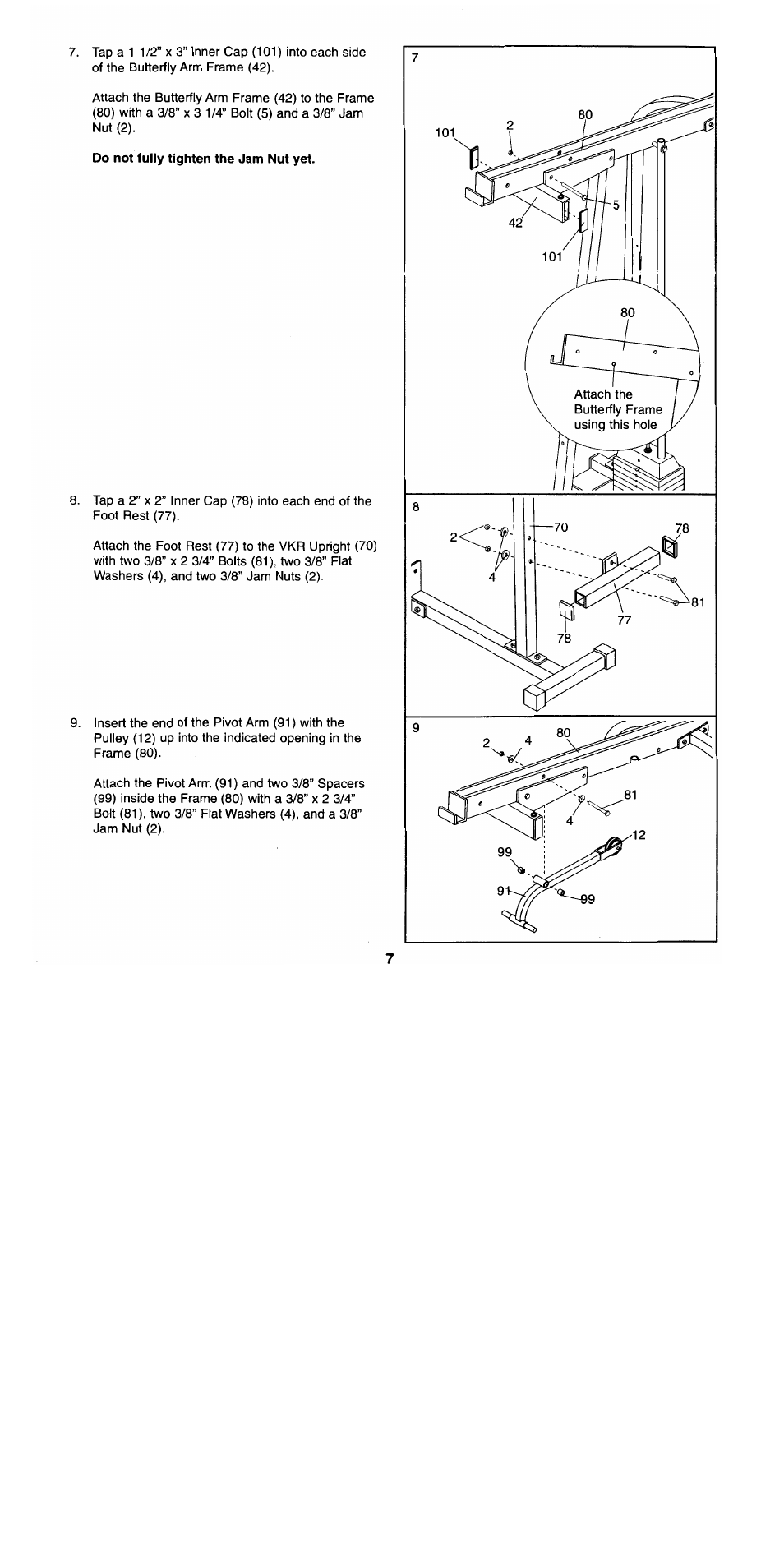 Do not fully tighten the jam nut yet | Sears 300 User Manual | Page 7 / 31