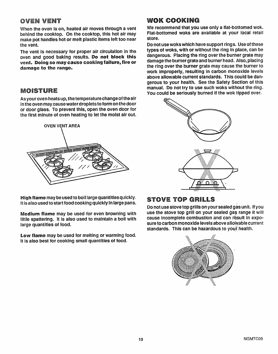 Mmm wemt, Moisture, Wok eookiü | Stove top grills | Sears 36725 User Manual | Page 11 / 24