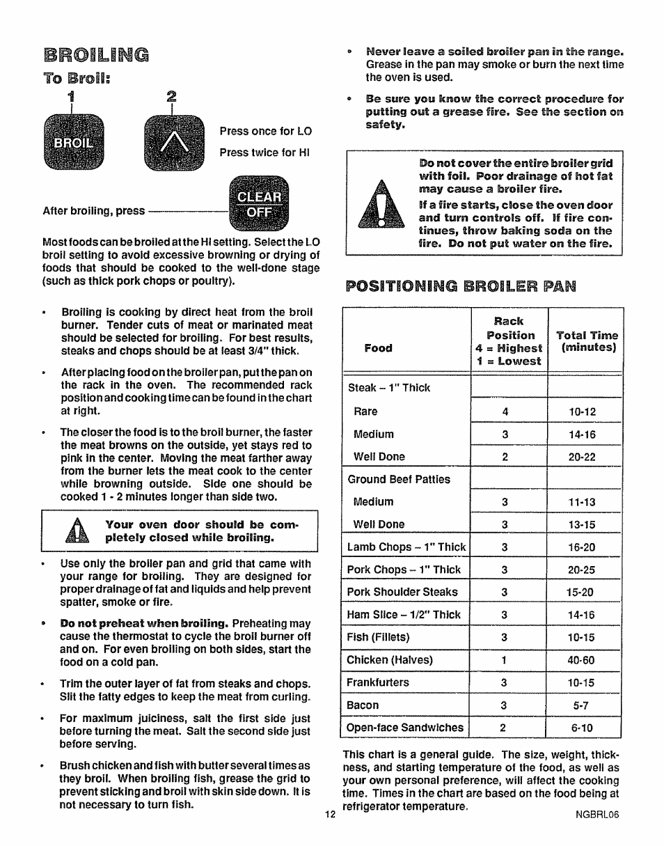 Imillli, To broils, Positionim© broiler pah | Sears 36725 User Manual | Page 13 / 24
