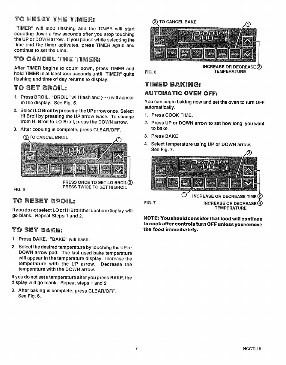 To camcil tui ti^eks, M set broils, To reset broils | To set baices, Autolwatic ©¥em off, Timed bakluqi | Sears 36725 User Manual | Page 8 / 24