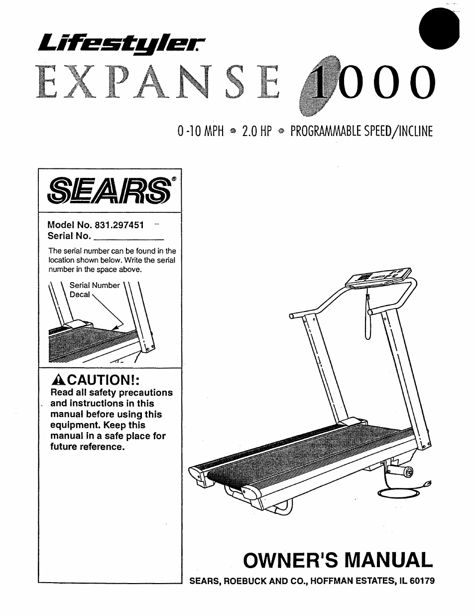 Sears EXPANSE 1000 831.297451 User Manual | 16 pages