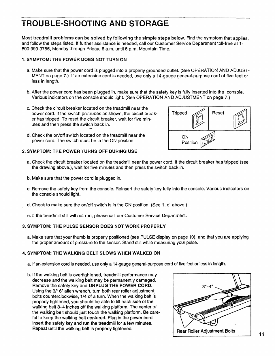 Trouble-shooting and storage | Sears EXPANSE 1000 831.297451 User Manual | Page 11 / 16