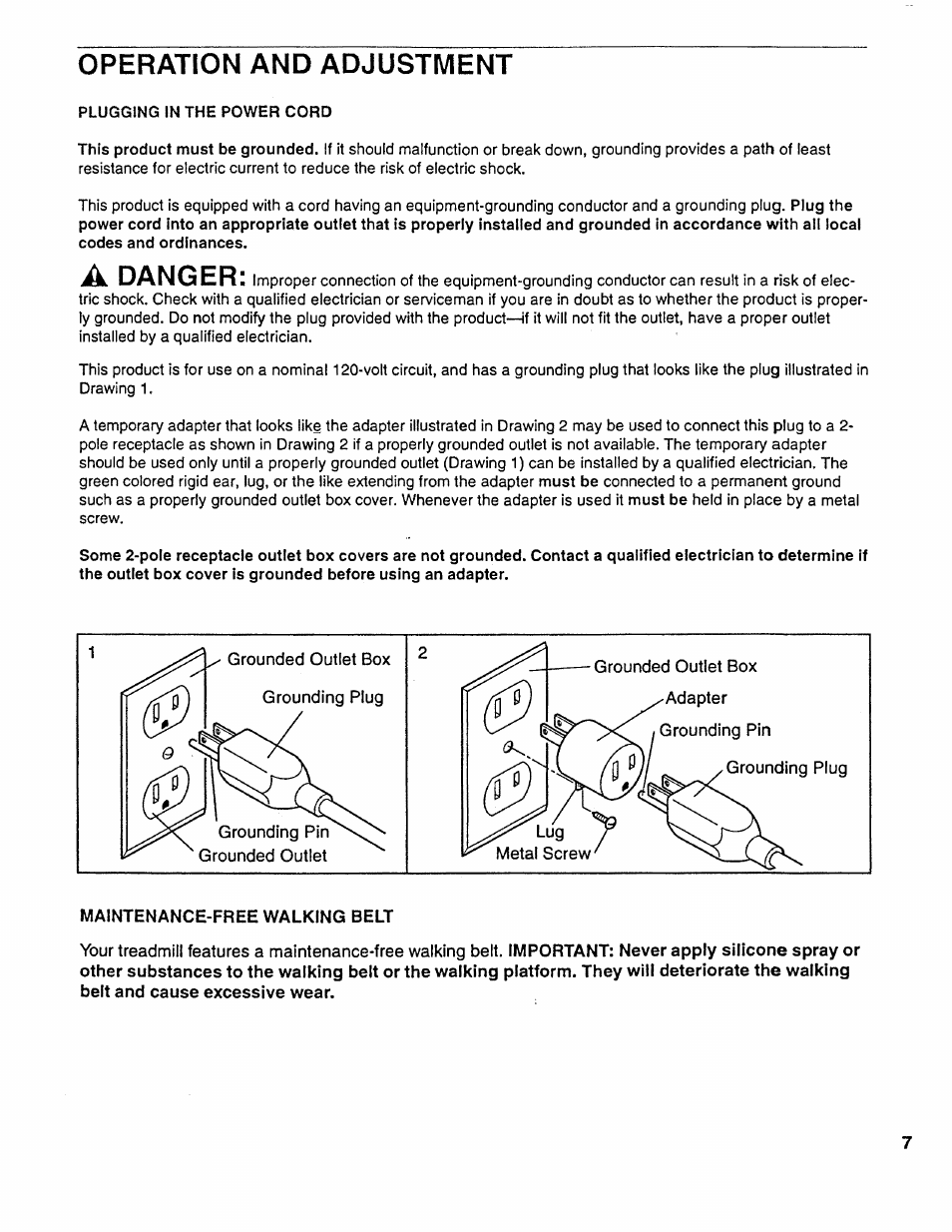 Operation and adjustment, A danger | Sears EXPANSE 1000 831.297451 User Manual | Page 7 / 16