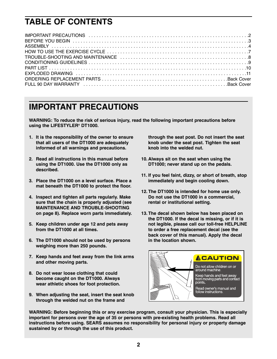 Sears 831.288265 User Manual | Page 2 / 12