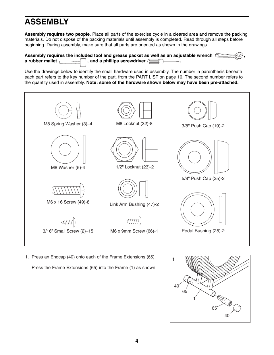 Assembly | Sears 831.288265 User Manual | Page 4 / 12