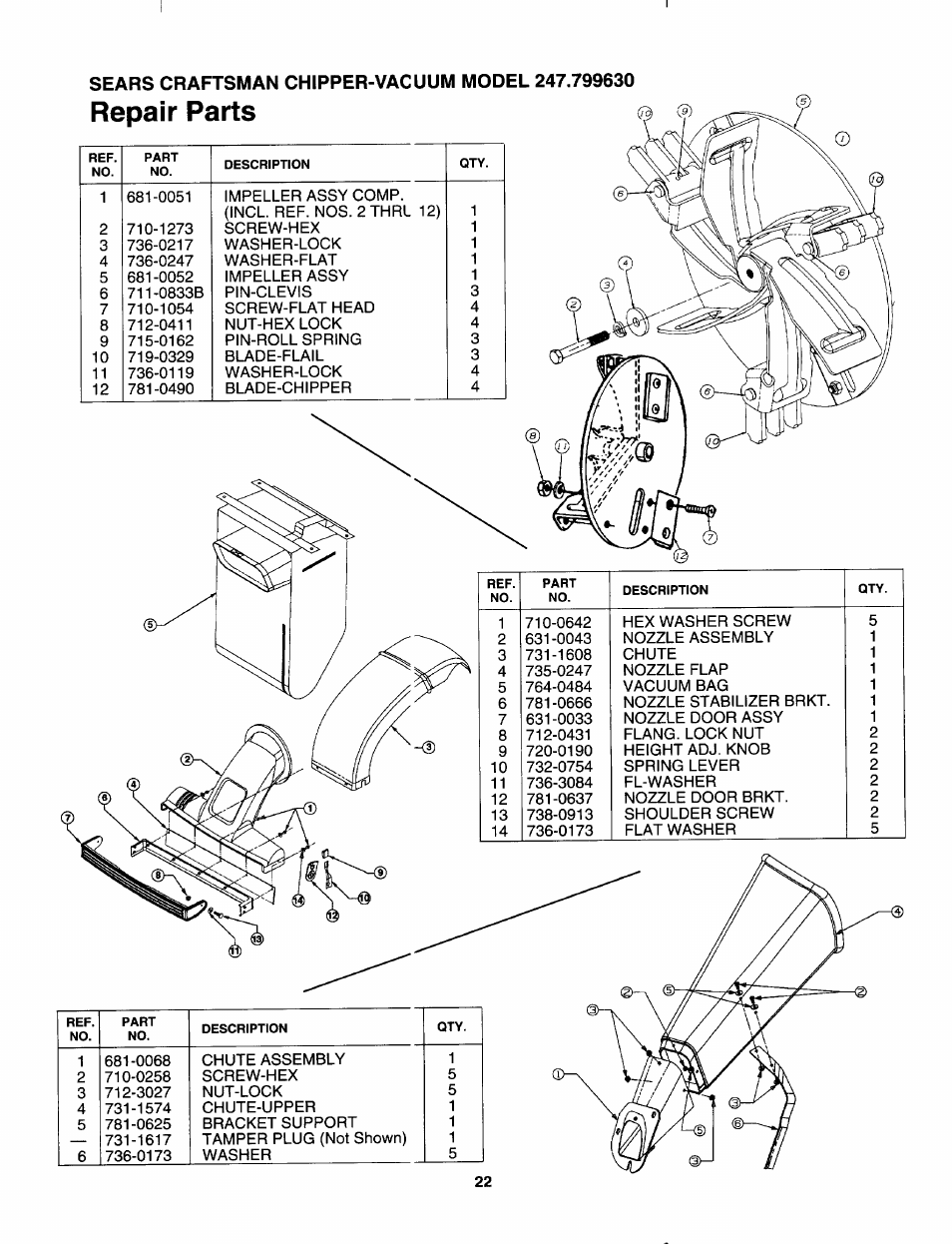Repair parts | Sears 247.79963 User Manual | Page 22 / 52