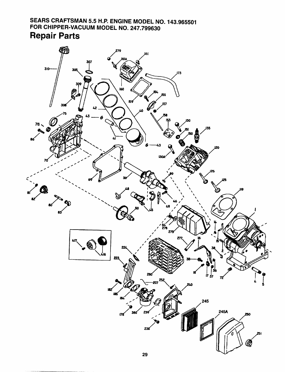 Repair parts | Sears 247.79963 User Manual | Page 29 / 52