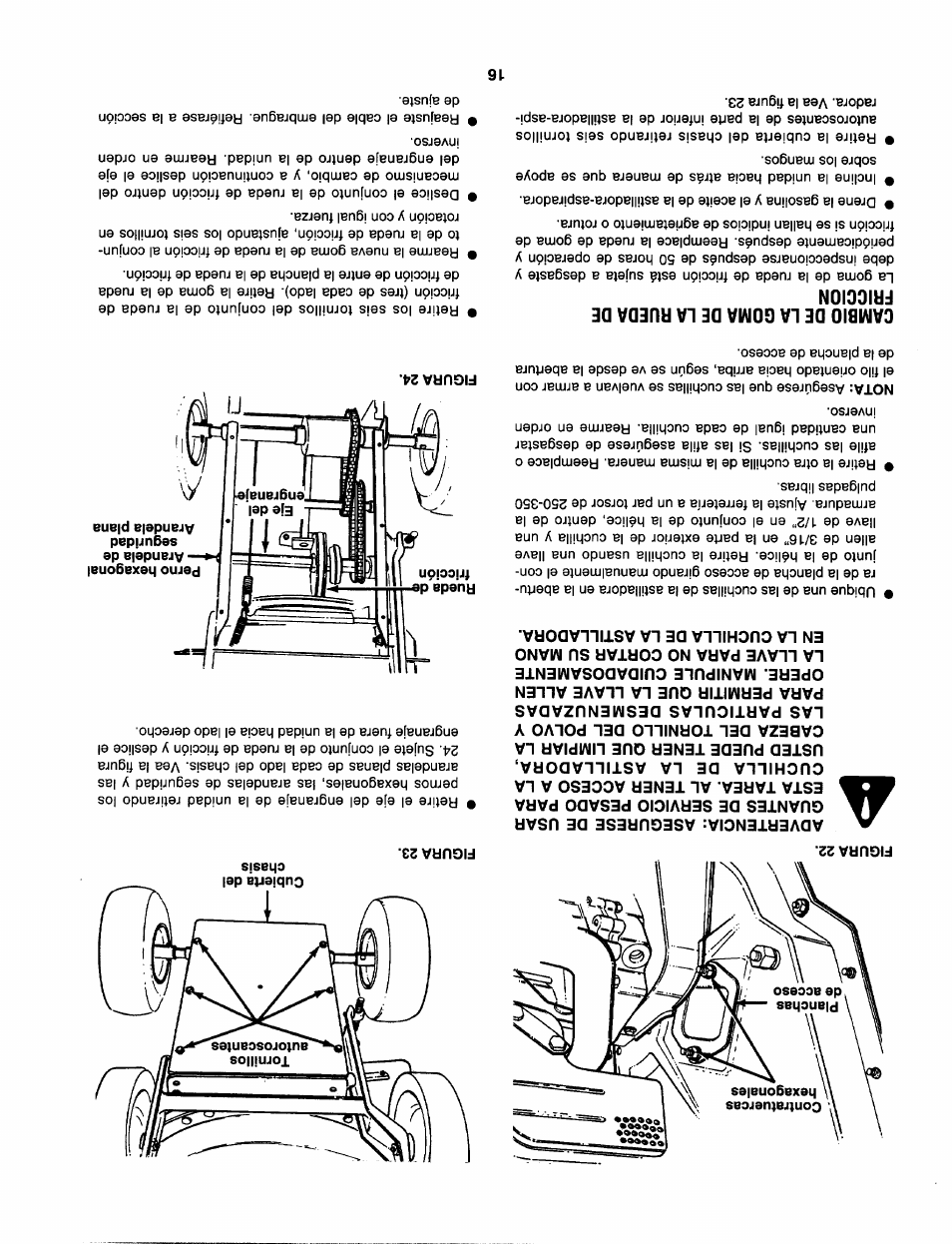 Cambio de la goma de la rueda de friccion | Sears 247.79963 User Manual | Page 37 / 52