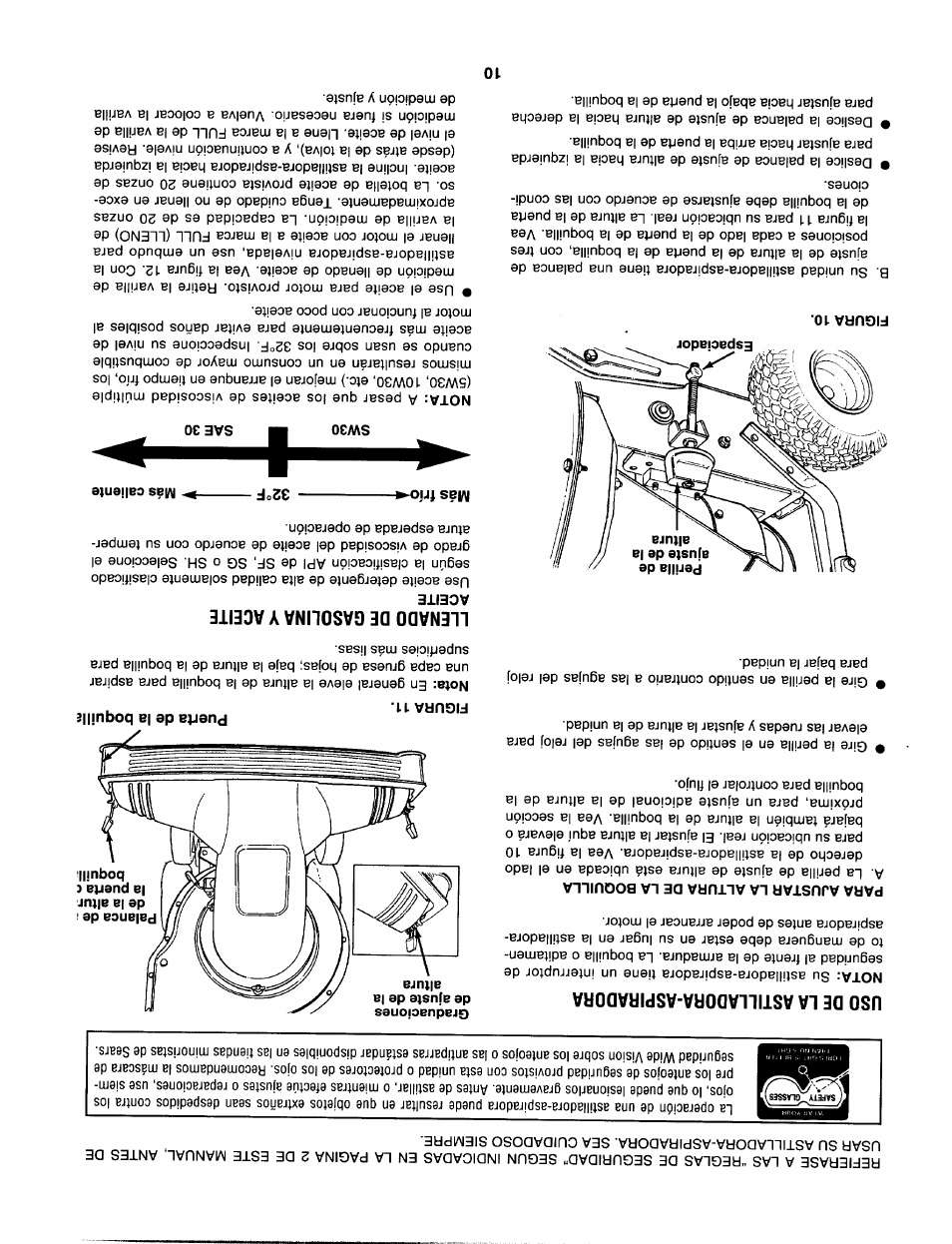 Uso de la astilladora-aspiradora, Llenadd de gasdlina y aceite | Sears 247.79963 User Manual | Page 43 / 52