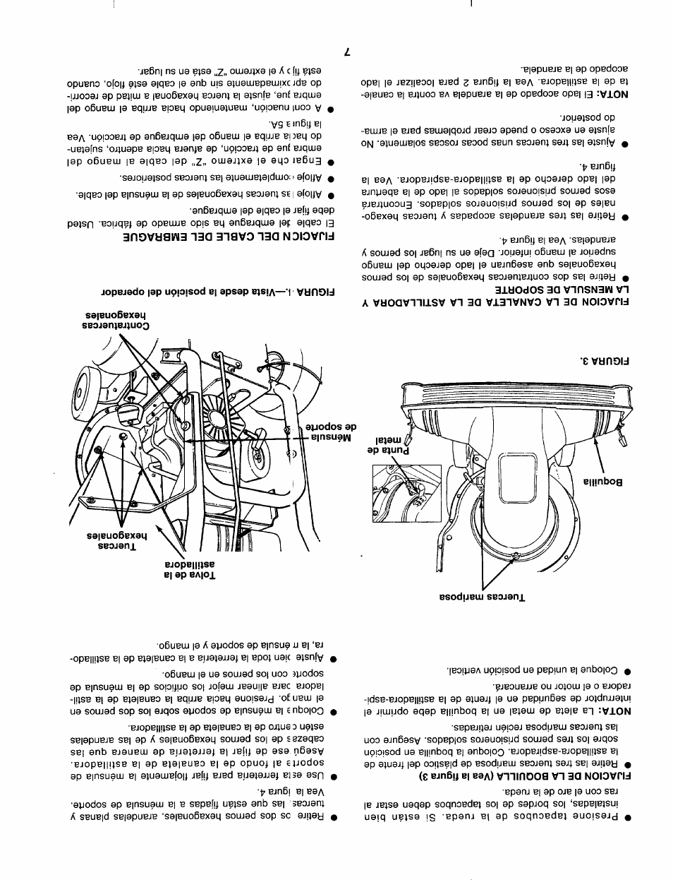 Fijacicn del cable del embrague | Sears 247.79963 User Manual | Page 46 / 52