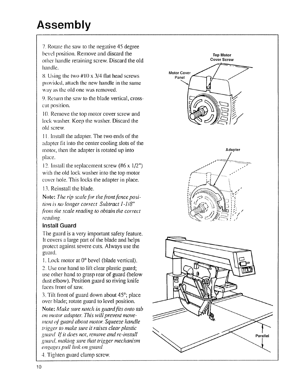 Install guard, Assembly | Sears 9-29012 User Manual | Page 10 / 20