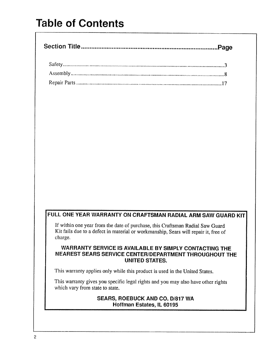 Sears 9-29012 User Manual | Page 2 / 20