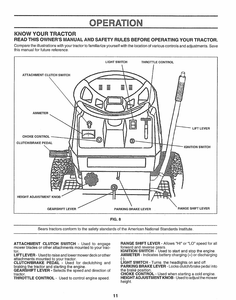 Operation, Your, Know | Tractor | Sears 917.25597 User Manual | Page 11 / 56