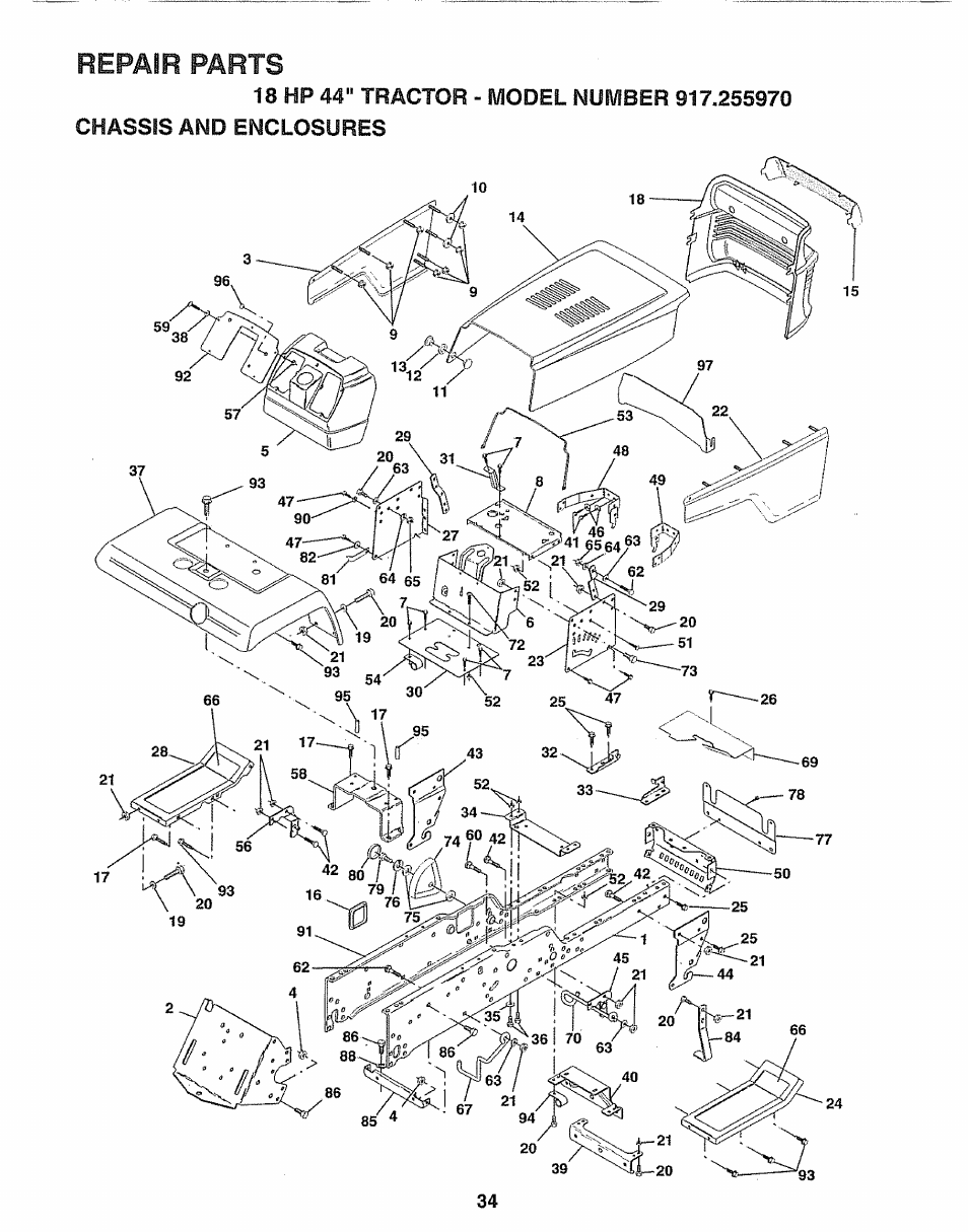 Repair parts | Sears 917.25597 User Manual | Page 34 / 56