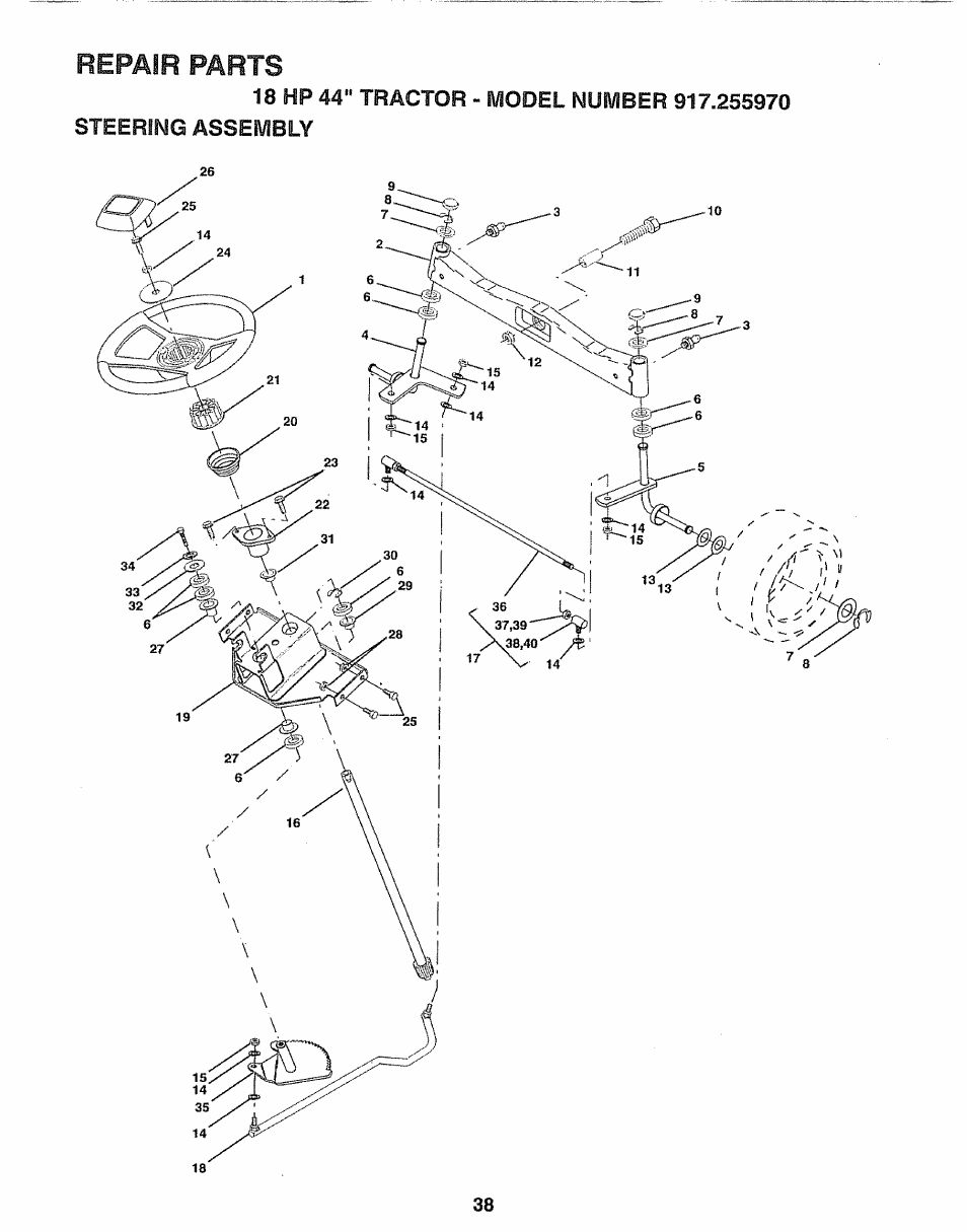 Repair parts | Sears 917.25597 User Manual | Page 38 / 56