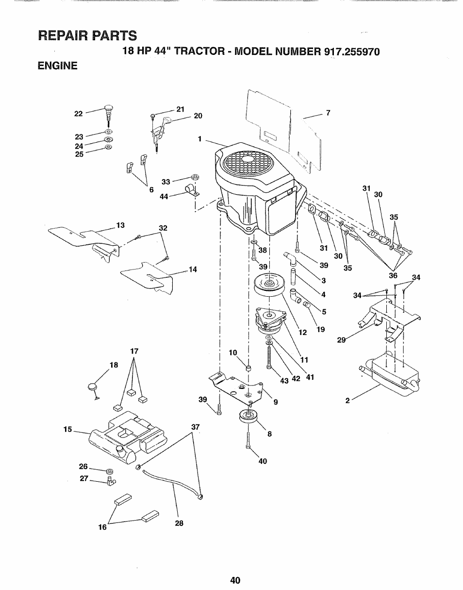 Parts, Repair | Sears 917.25597 User Manual | Page 40 / 56