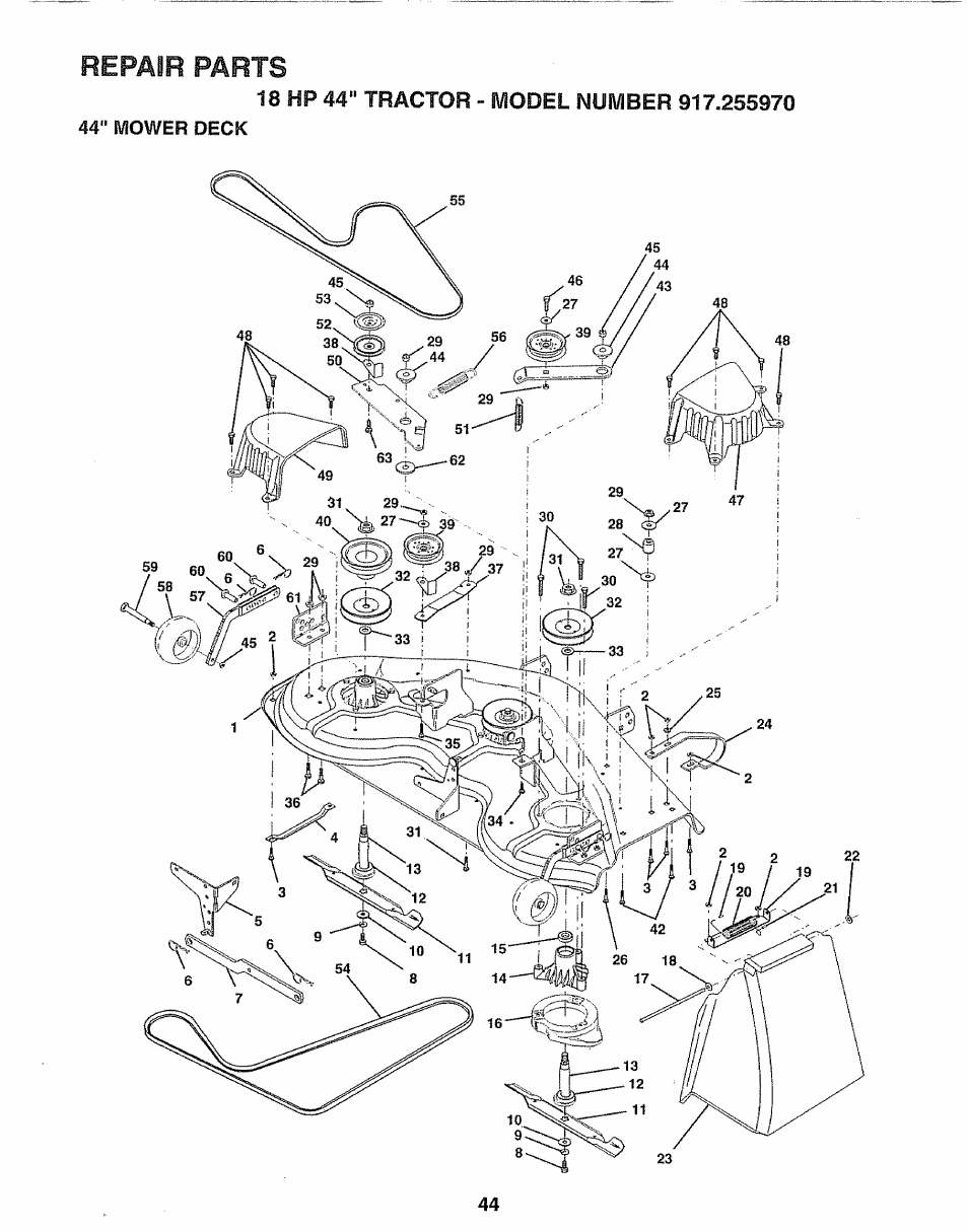 Repair parts | Sears 917.25597 User Manual | Page 44 / 56