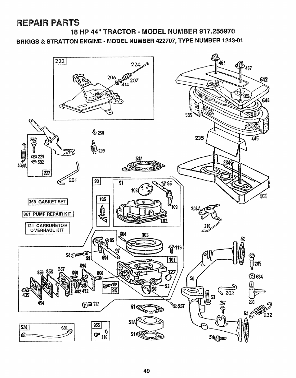 Repair | Sears 917.25597 User Manual | Page 49 / 56