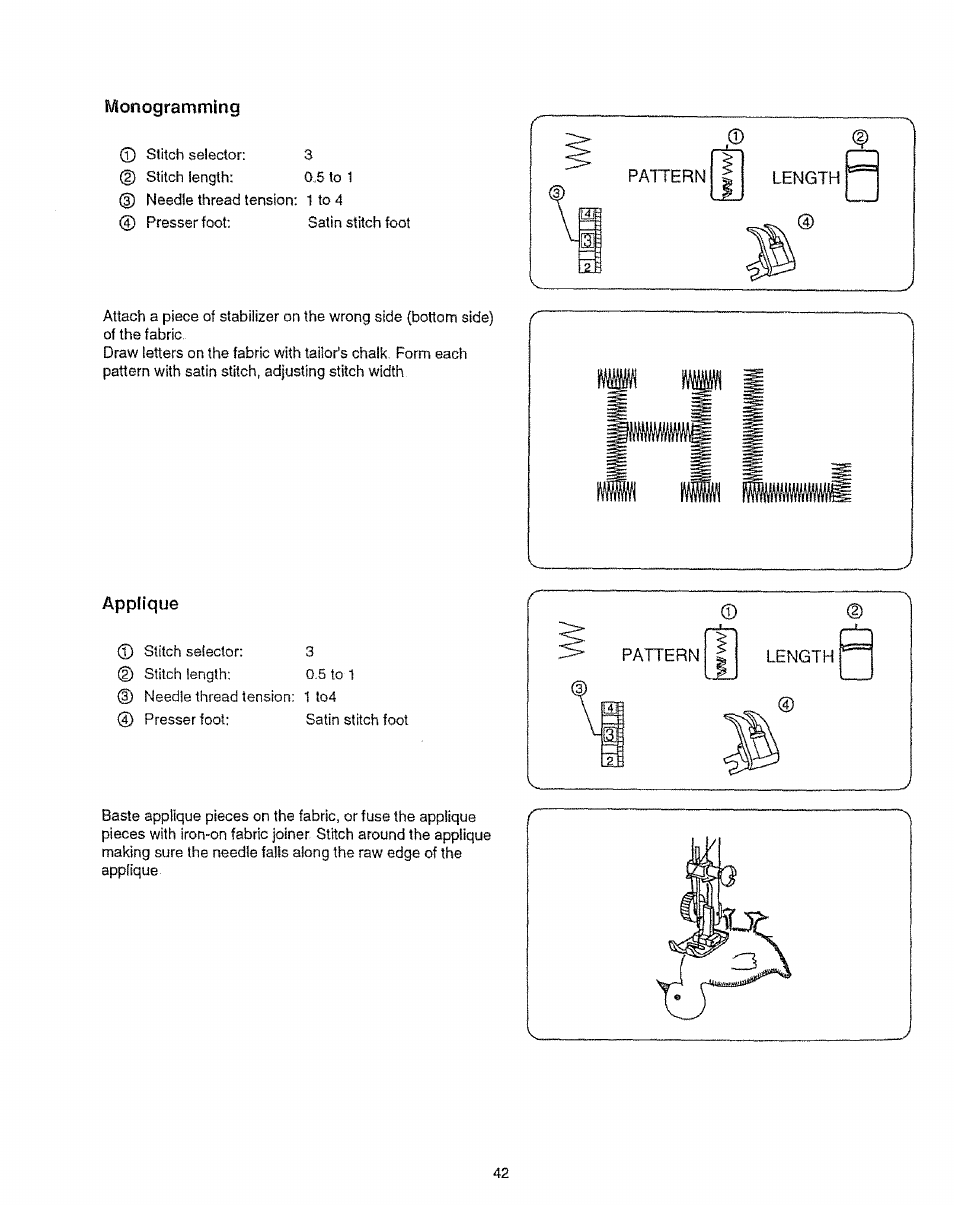 Monogramnming, Applique | Sears 385.12912 User Manual | Page 50 / 79