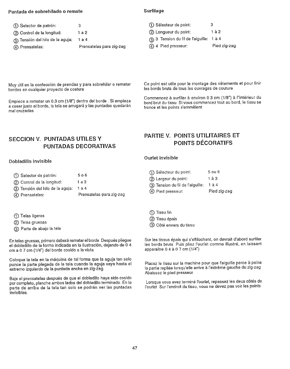 Dobladillo invisible, Ourlet invisible | Sears 385.12912 User Manual | Page 55 / 79