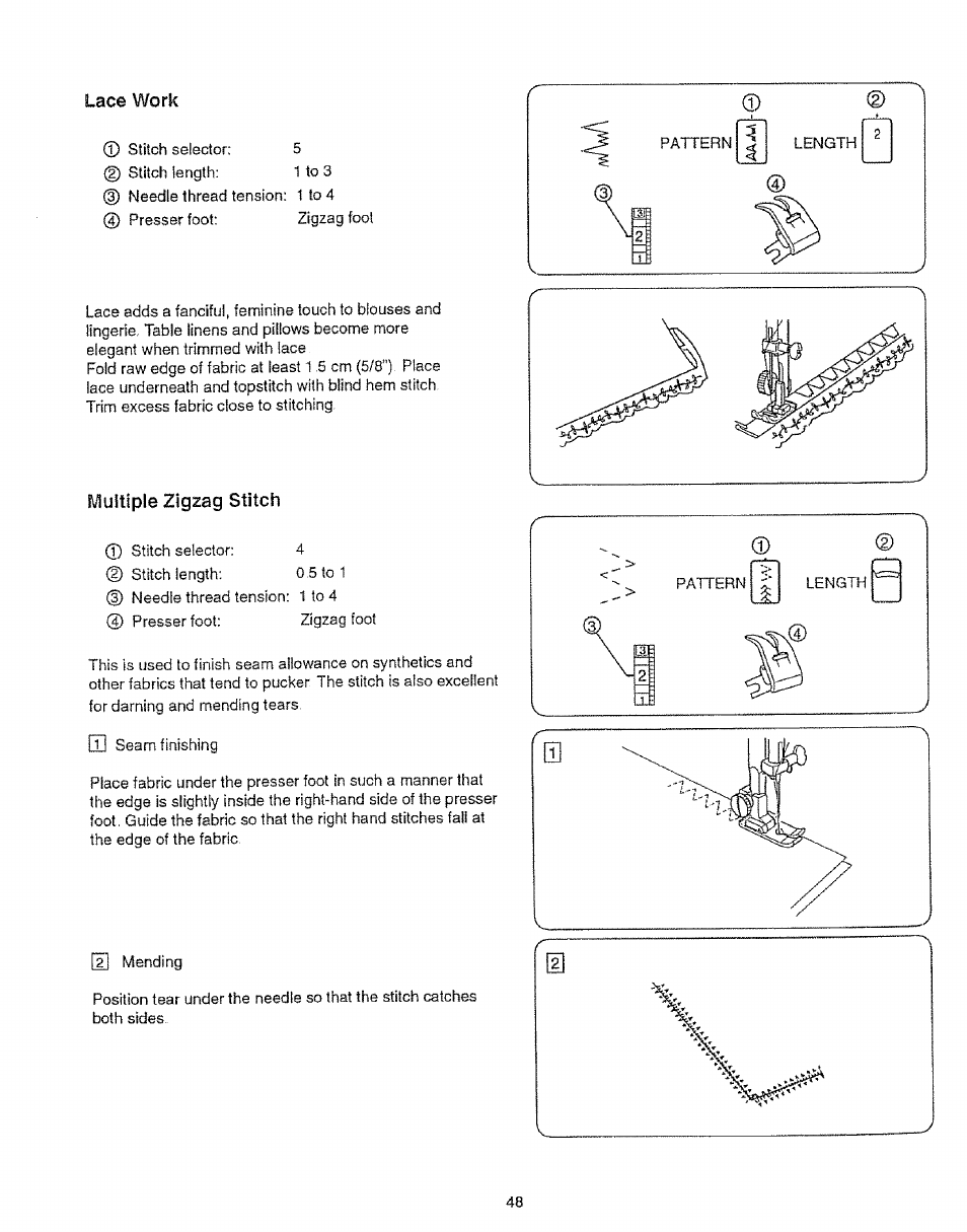 Lf3c6 v)/ork, Multiple zigzag stitch | Sears 385.12912 User Manual | Page 56 / 79