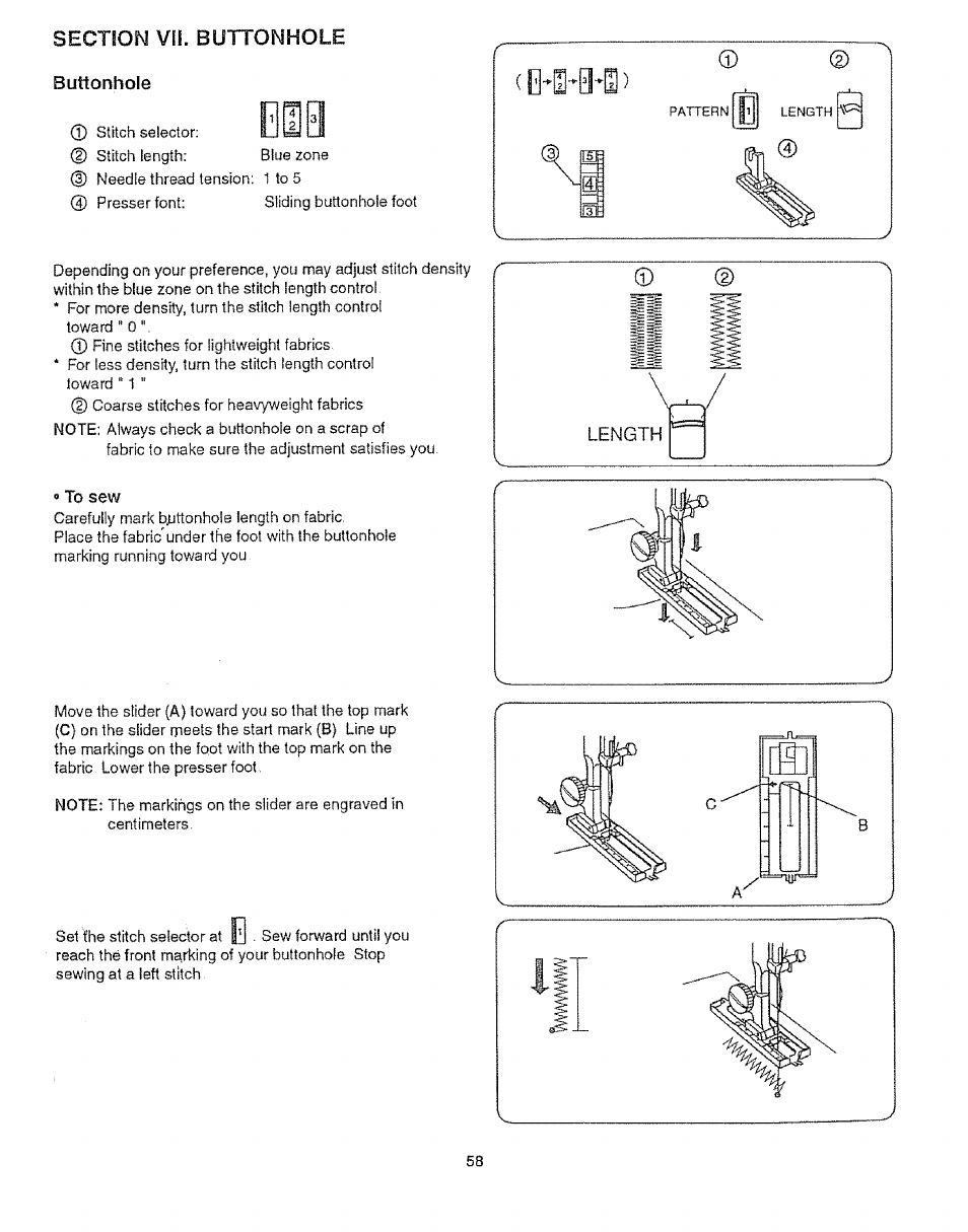 Buttonhole, Buttonhole -60 | Sears 385.12912 User Manual | Page 66 / 79