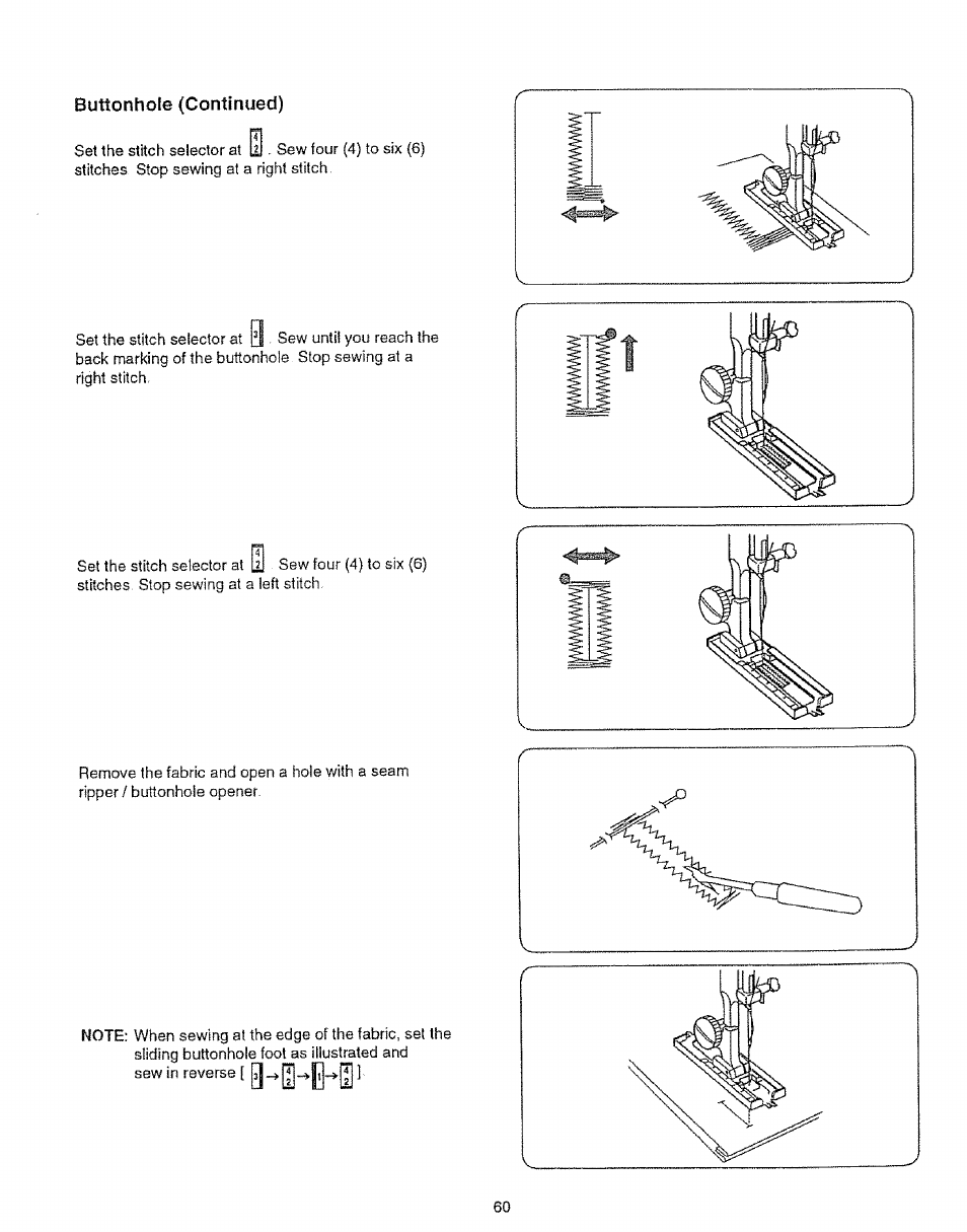 Buttonhole (continued) | Sears 385.12912 User Manual | Page 68 / 79