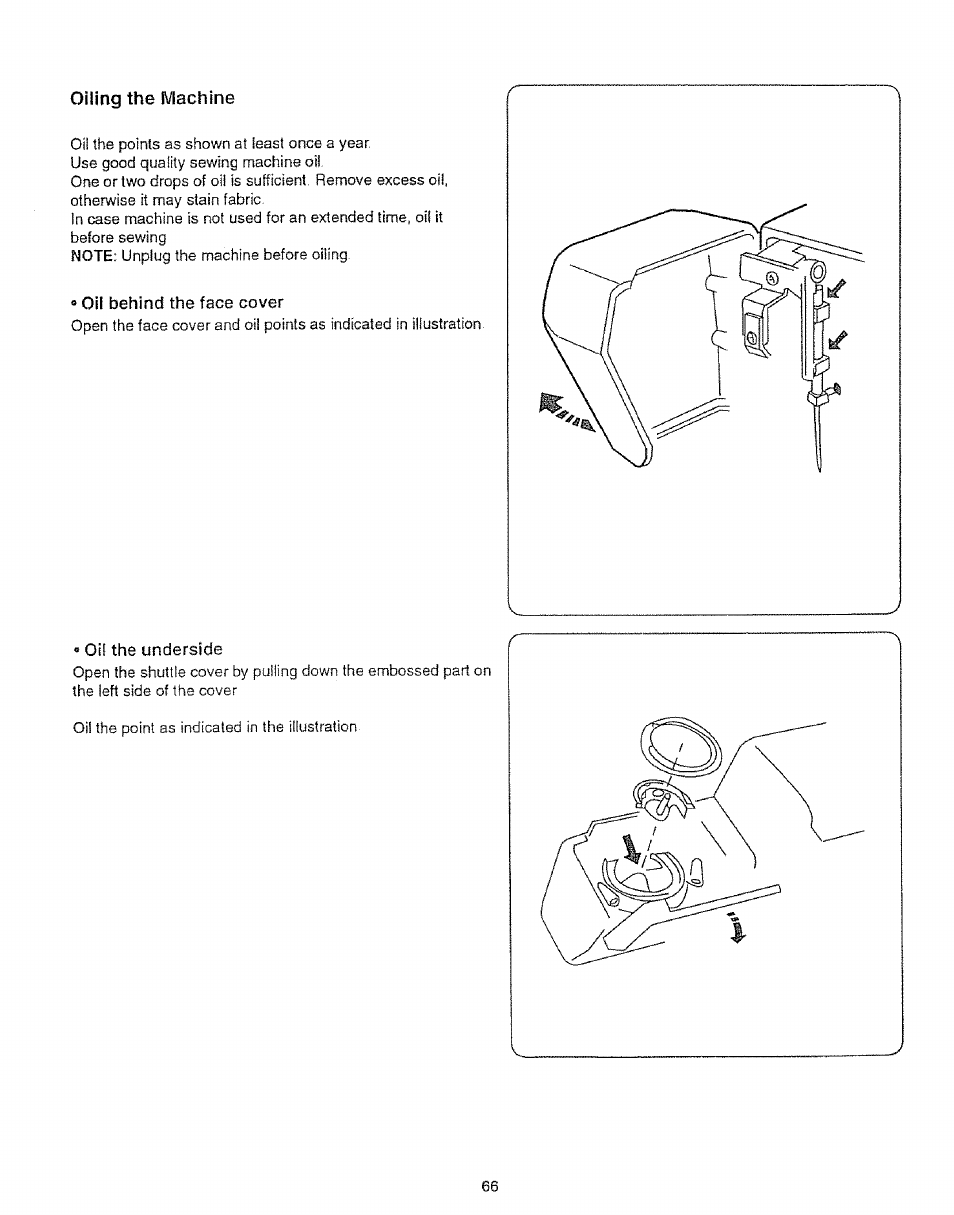 Oiling the machine | Sears 385.12912 User Manual | Page 74 / 79